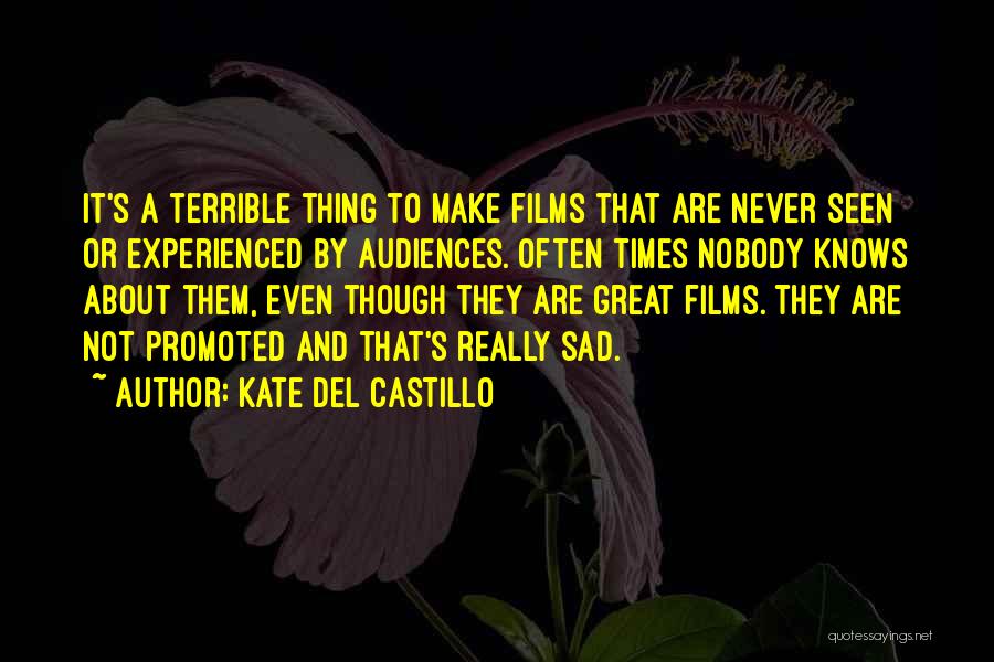 Kate Del Castillo Quotes: It's A Terrible Thing To Make Films That Are Never Seen Or Experienced By Audiences. Often Times Nobody Knows About