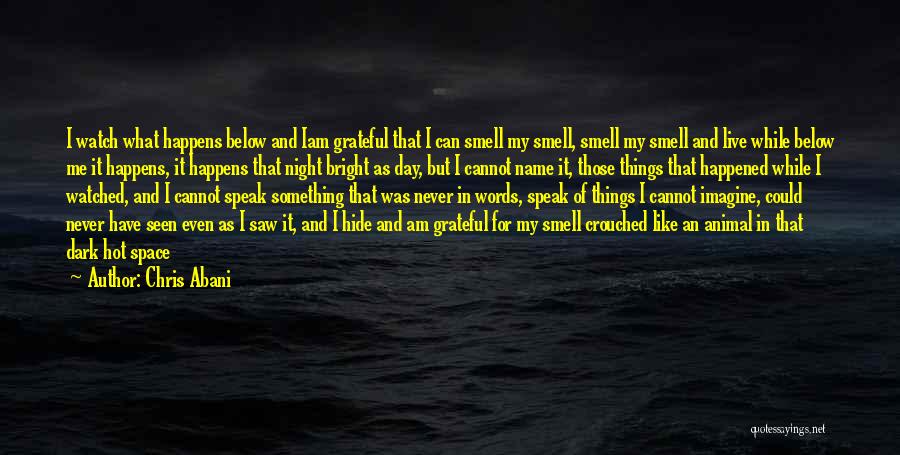 Chris Abani Quotes: I Watch What Happens Below And Iam Grateful That I Can Smell My Smell, Smell My Smell And Live While