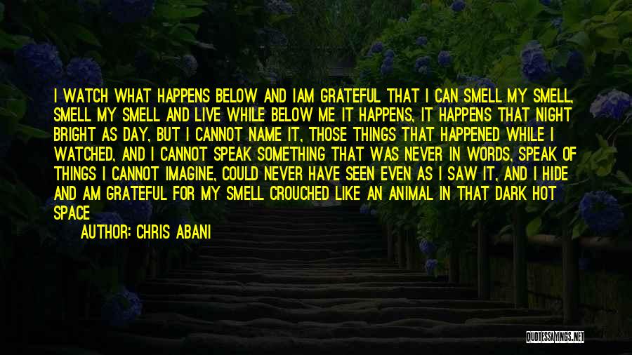 Chris Abani Quotes: I Watch What Happens Below And Iam Grateful That I Can Smell My Smell, Smell My Smell And Live While