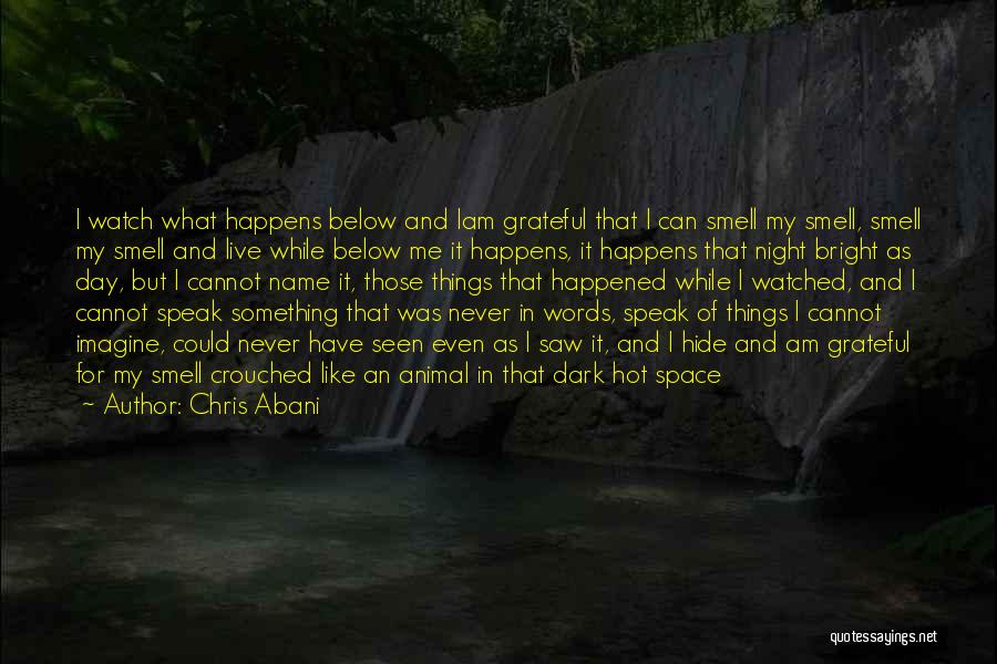 Chris Abani Quotes: I Watch What Happens Below And Iam Grateful That I Can Smell My Smell, Smell My Smell And Live While