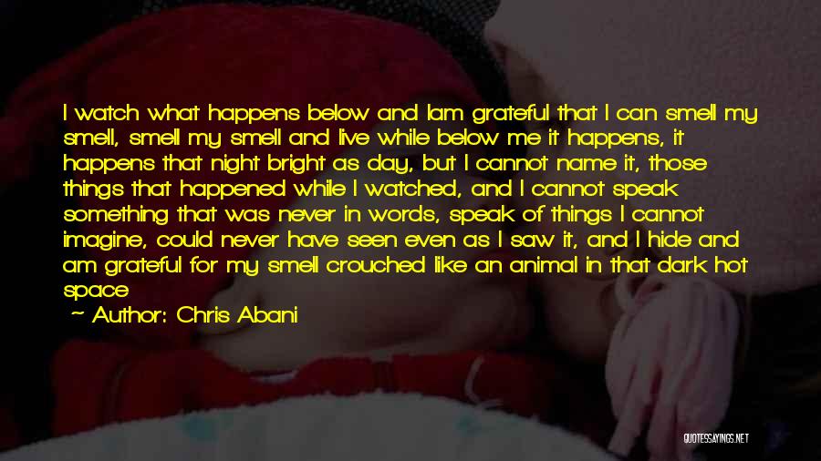 Chris Abani Quotes: I Watch What Happens Below And Iam Grateful That I Can Smell My Smell, Smell My Smell And Live While