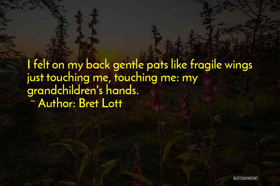 Bret Lott Quotes: I Felt On My Back Gentle Pats Like Fragile Wings Just Touching Me, Touching Me: My Grandchildren's Hands.