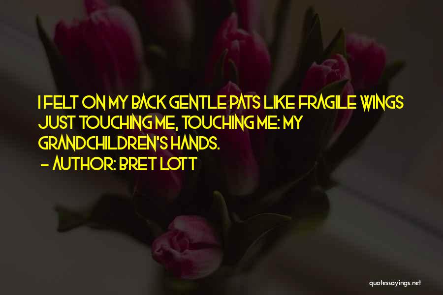 Bret Lott Quotes: I Felt On My Back Gentle Pats Like Fragile Wings Just Touching Me, Touching Me: My Grandchildren's Hands.