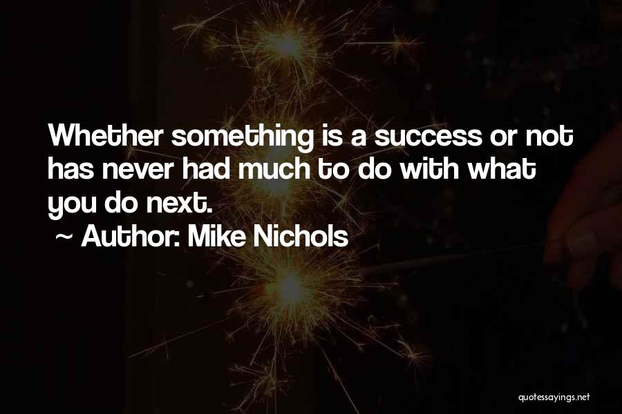 Mike Nichols Quotes: Whether Something Is A Success Or Not Has Never Had Much To Do With What You Do Next.