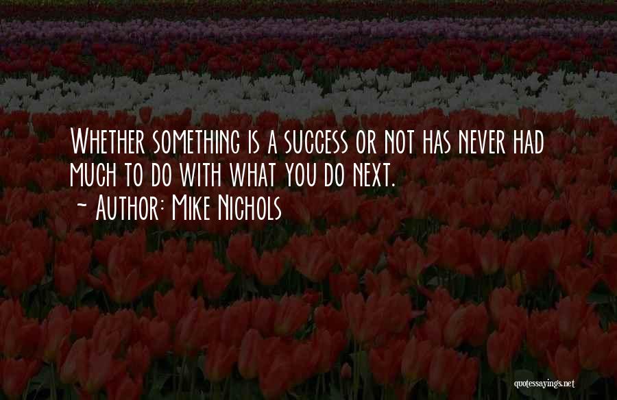 Mike Nichols Quotes: Whether Something Is A Success Or Not Has Never Had Much To Do With What You Do Next.