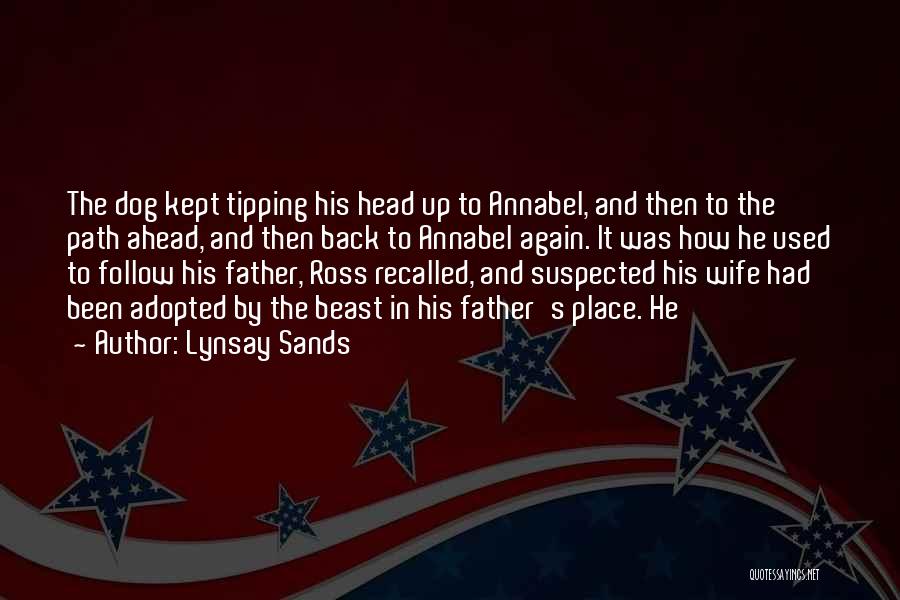 Lynsay Sands Quotes: The Dog Kept Tipping His Head Up To Annabel, And Then To The Path Ahead, And Then Back To Annabel