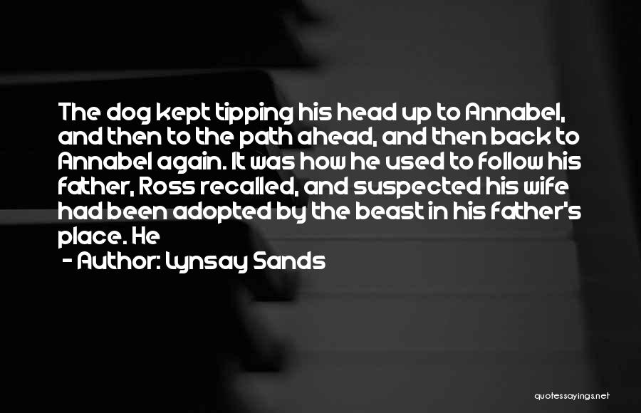 Lynsay Sands Quotes: The Dog Kept Tipping His Head Up To Annabel, And Then To The Path Ahead, And Then Back To Annabel