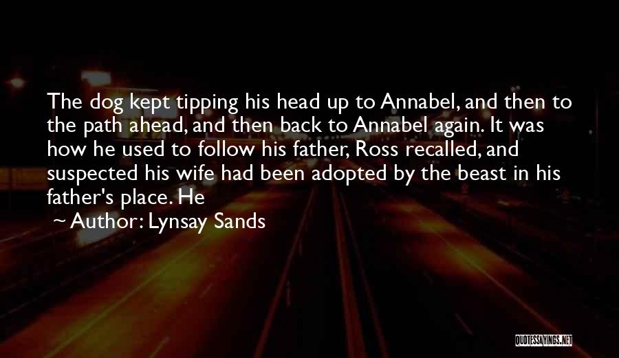 Lynsay Sands Quotes: The Dog Kept Tipping His Head Up To Annabel, And Then To The Path Ahead, And Then Back To Annabel