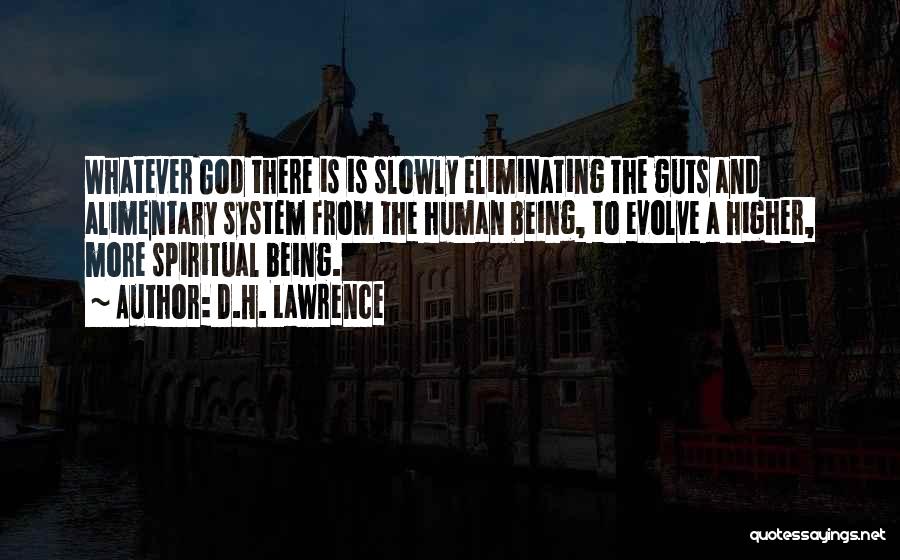 D.H. Lawrence Quotes: Whatever God There Is Is Slowly Eliminating The Guts And Alimentary System From The Human Being, To Evolve A Higher,