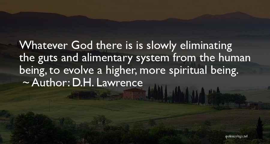 D.H. Lawrence Quotes: Whatever God There Is Is Slowly Eliminating The Guts And Alimentary System From The Human Being, To Evolve A Higher,