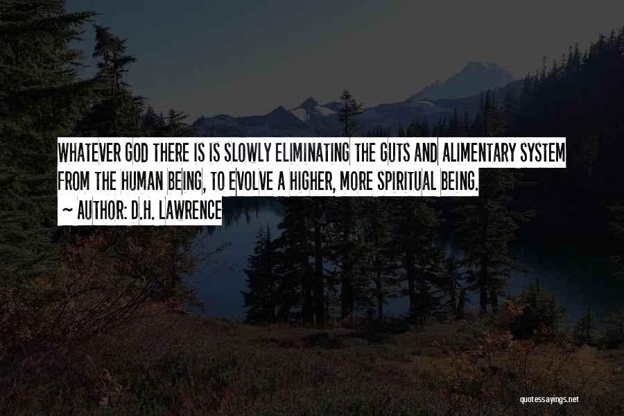 D.H. Lawrence Quotes: Whatever God There Is Is Slowly Eliminating The Guts And Alimentary System From The Human Being, To Evolve A Higher,