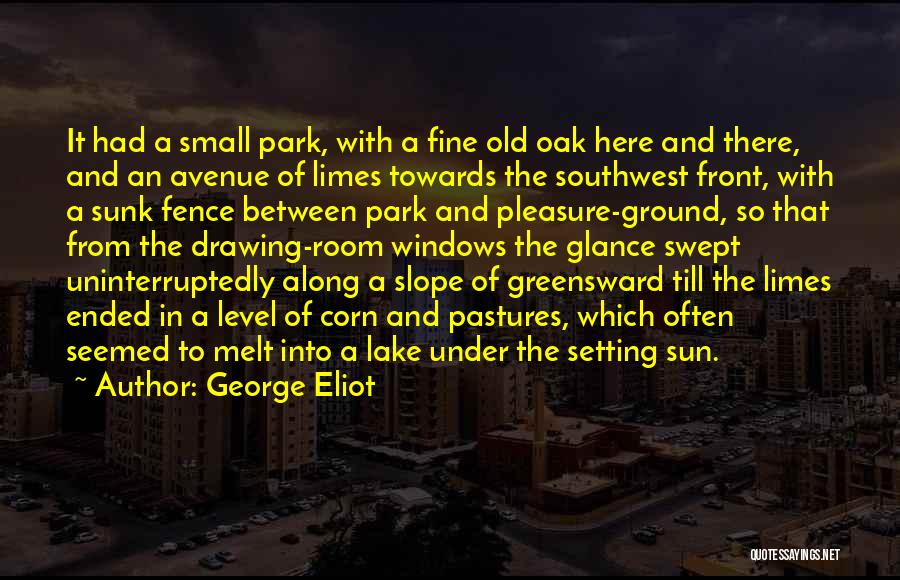 George Eliot Quotes: It Had A Small Park, With A Fine Old Oak Here And There, And An Avenue Of Limes Towards The