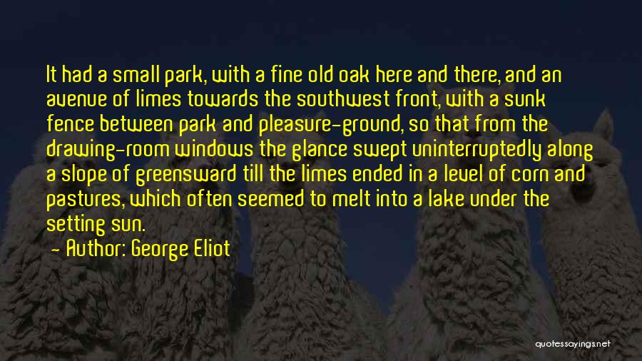 George Eliot Quotes: It Had A Small Park, With A Fine Old Oak Here And There, And An Avenue Of Limes Towards The