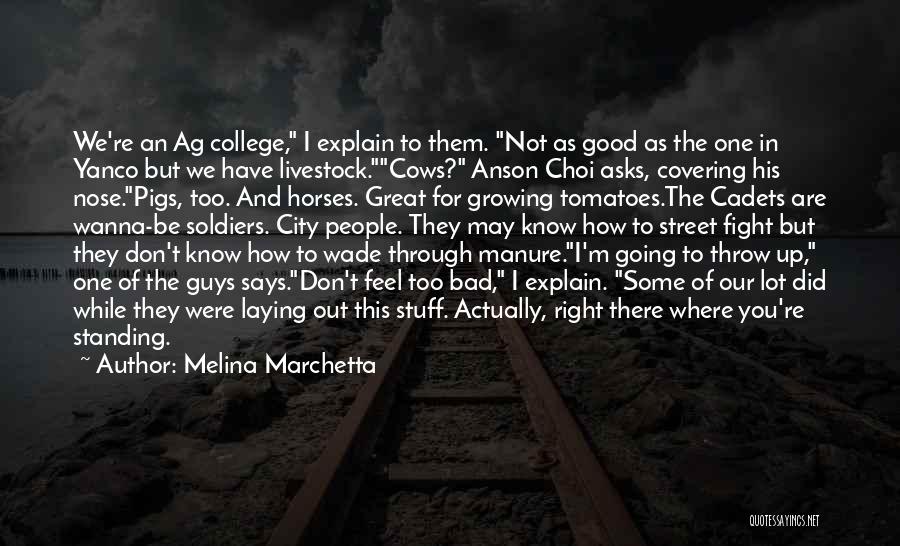 Melina Marchetta Quotes: We're An Ag College, I Explain To Them. Not As Good As The One In Yanco But We Have Livestock.cows?