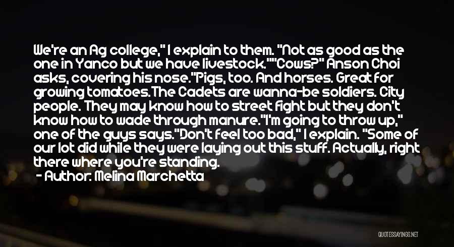 Melina Marchetta Quotes: We're An Ag College, I Explain To Them. Not As Good As The One In Yanco But We Have Livestock.cows?