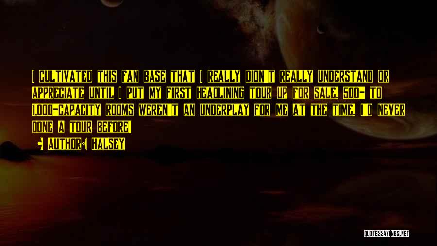 Halsey Quotes: I Cultivated This Fan Base That I Really Didn't Really Understand Or Appreciate Until I Put My First Headlining Tour