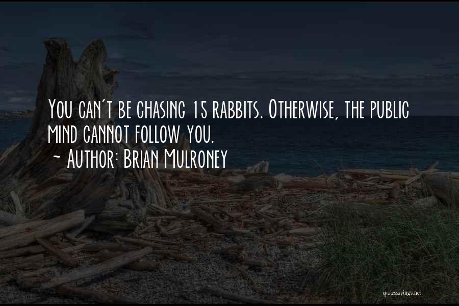 Brian Mulroney Quotes: You Can't Be Chasing 15 Rabbits. Otherwise, The Public Mind Cannot Follow You.