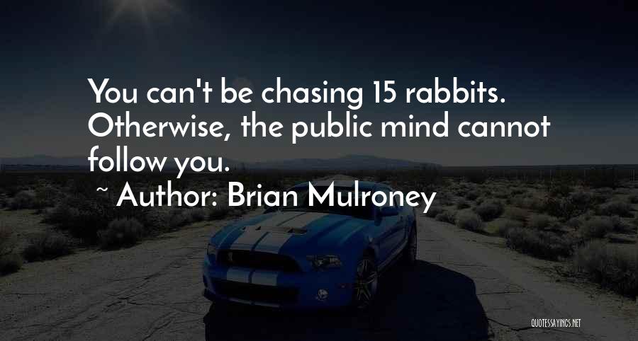 Brian Mulroney Quotes: You Can't Be Chasing 15 Rabbits. Otherwise, The Public Mind Cannot Follow You.