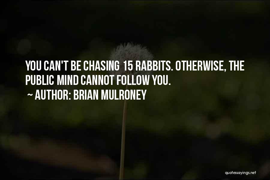 Brian Mulroney Quotes: You Can't Be Chasing 15 Rabbits. Otherwise, The Public Mind Cannot Follow You.