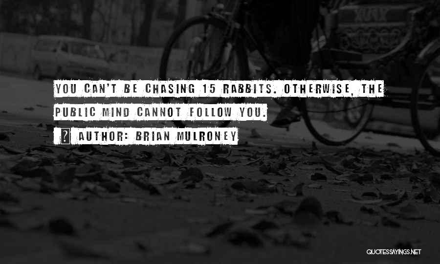 Brian Mulroney Quotes: You Can't Be Chasing 15 Rabbits. Otherwise, The Public Mind Cannot Follow You.