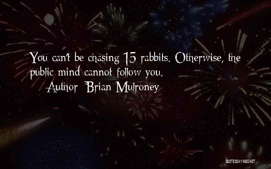 Brian Mulroney Quotes: You Can't Be Chasing 15 Rabbits. Otherwise, The Public Mind Cannot Follow You.