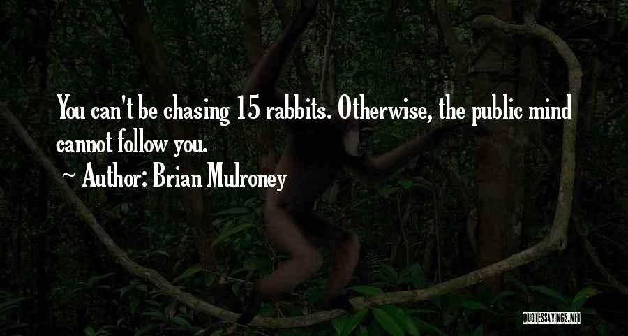 Brian Mulroney Quotes: You Can't Be Chasing 15 Rabbits. Otherwise, The Public Mind Cannot Follow You.