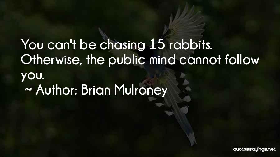 Brian Mulroney Quotes: You Can't Be Chasing 15 Rabbits. Otherwise, The Public Mind Cannot Follow You.