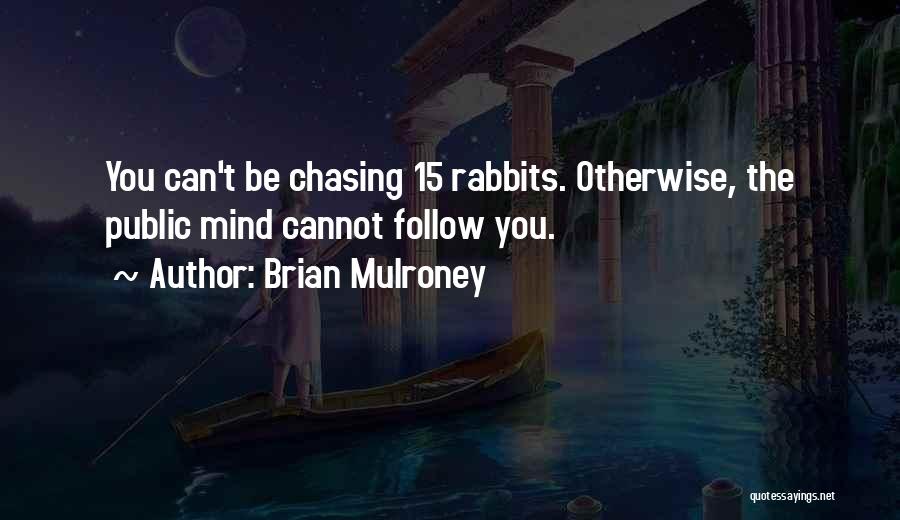 Brian Mulroney Quotes: You Can't Be Chasing 15 Rabbits. Otherwise, The Public Mind Cannot Follow You.