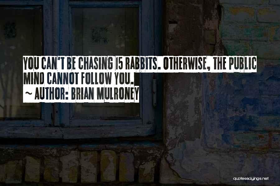 Brian Mulroney Quotes: You Can't Be Chasing 15 Rabbits. Otherwise, The Public Mind Cannot Follow You.