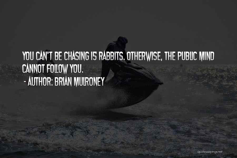 Brian Mulroney Quotes: You Can't Be Chasing 15 Rabbits. Otherwise, The Public Mind Cannot Follow You.