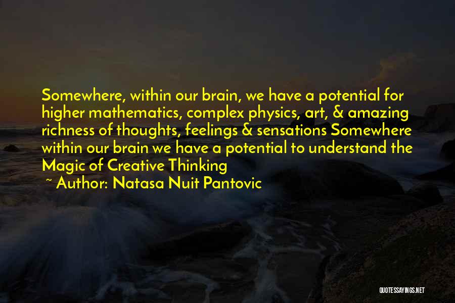 Natasa Nuit Pantovic Quotes: Somewhere, Within Our Brain, We Have A Potential For Higher Mathematics, Complex Physics, Art, & Amazing Richness Of Thoughts, Feelings