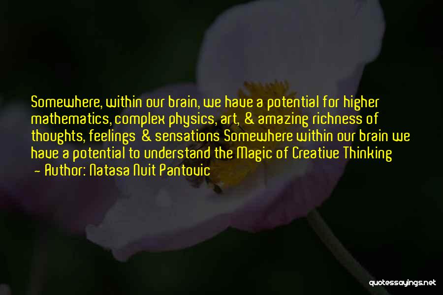 Natasa Nuit Pantovic Quotes: Somewhere, Within Our Brain, We Have A Potential For Higher Mathematics, Complex Physics, Art, & Amazing Richness Of Thoughts, Feelings