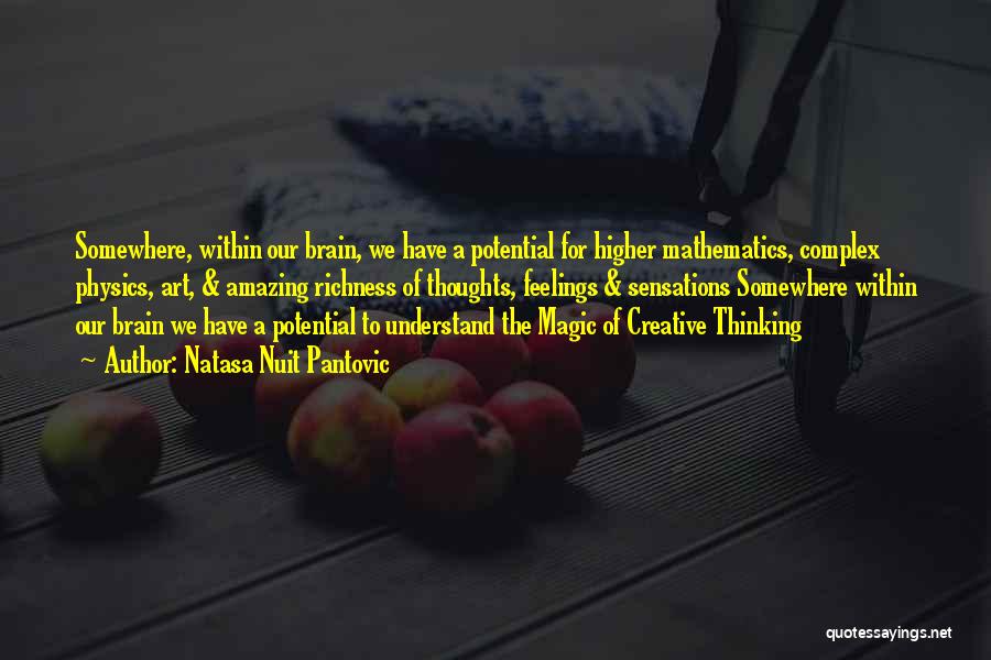 Natasa Nuit Pantovic Quotes: Somewhere, Within Our Brain, We Have A Potential For Higher Mathematics, Complex Physics, Art, & Amazing Richness Of Thoughts, Feelings