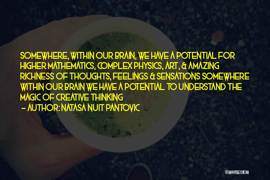 Natasa Nuit Pantovic Quotes: Somewhere, Within Our Brain, We Have A Potential For Higher Mathematics, Complex Physics, Art, & Amazing Richness Of Thoughts, Feelings