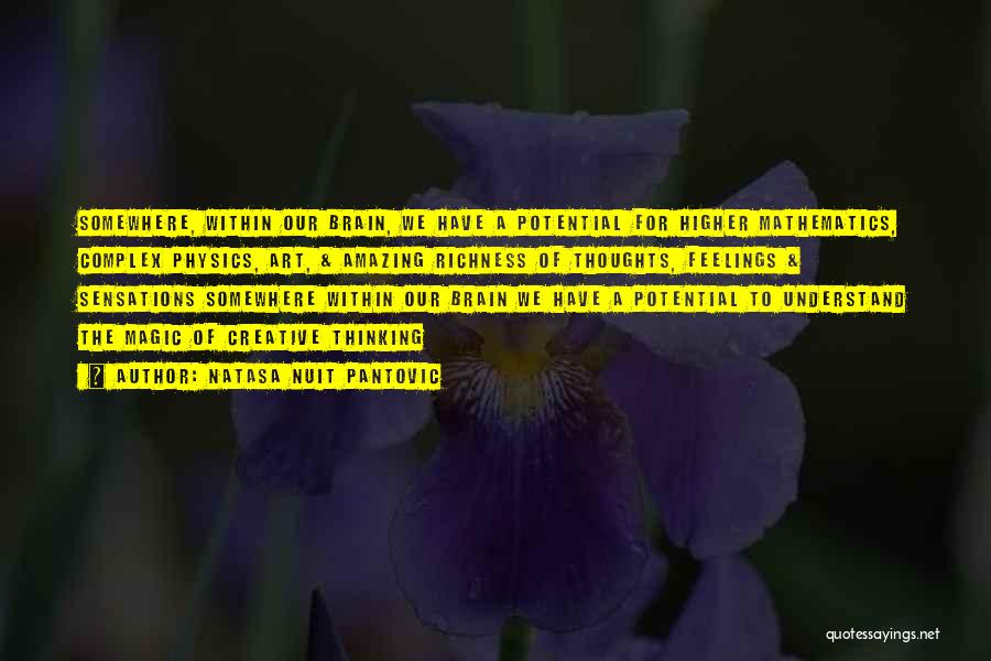 Natasa Nuit Pantovic Quotes: Somewhere, Within Our Brain, We Have A Potential For Higher Mathematics, Complex Physics, Art, & Amazing Richness Of Thoughts, Feelings