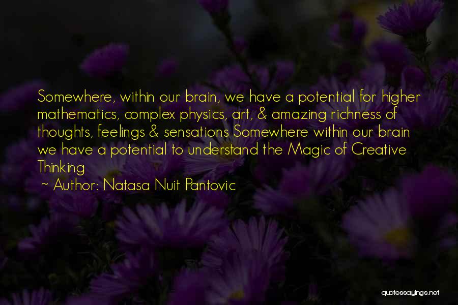 Natasa Nuit Pantovic Quotes: Somewhere, Within Our Brain, We Have A Potential For Higher Mathematics, Complex Physics, Art, & Amazing Richness Of Thoughts, Feelings