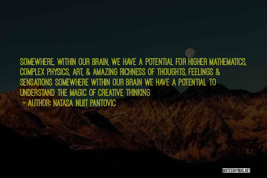 Natasa Nuit Pantovic Quotes: Somewhere, Within Our Brain, We Have A Potential For Higher Mathematics, Complex Physics, Art, & Amazing Richness Of Thoughts, Feelings