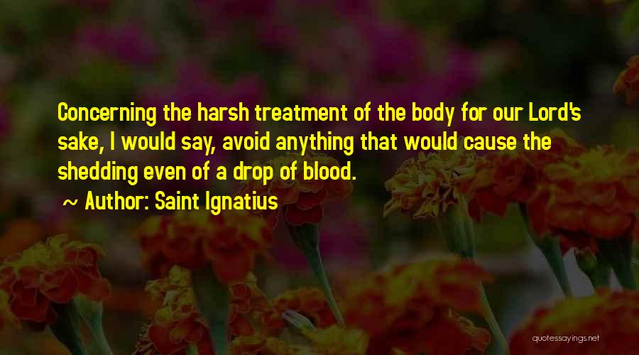 Saint Ignatius Quotes: Concerning The Harsh Treatment Of The Body For Our Lord's Sake, I Would Say, Avoid Anything That Would Cause The