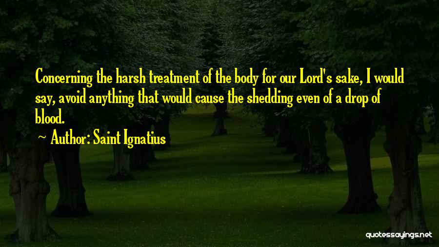 Saint Ignatius Quotes: Concerning The Harsh Treatment Of The Body For Our Lord's Sake, I Would Say, Avoid Anything That Would Cause The