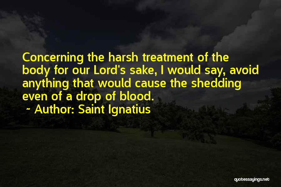 Saint Ignatius Quotes: Concerning The Harsh Treatment Of The Body For Our Lord's Sake, I Would Say, Avoid Anything That Would Cause The