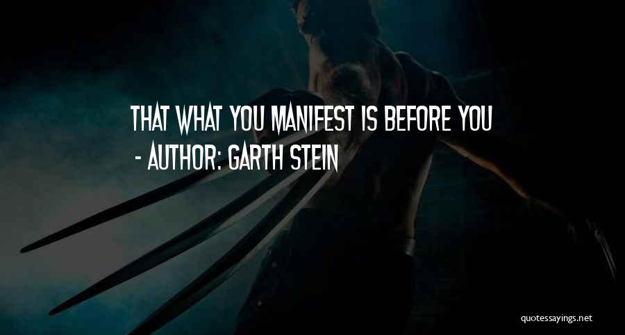 Garth Stein Quotes: That What You Manifest Is Before You