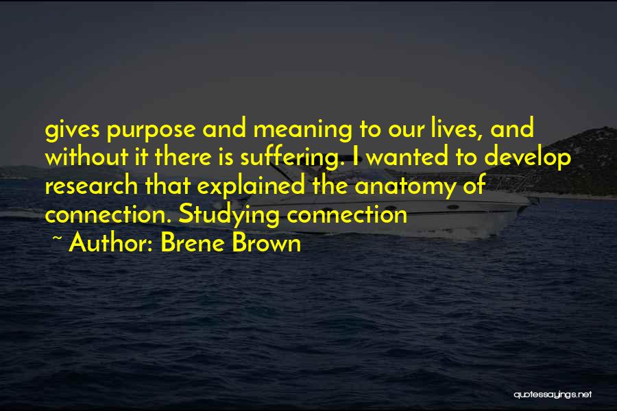 Brene Brown Quotes: Gives Purpose And Meaning To Our Lives, And Without It There Is Suffering. I Wanted To Develop Research That Explained