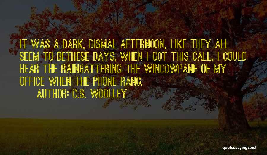 C.S. Woolley Quotes: It Was A Dark, Dismal Afternoon, Like They All Seem To Bethese Days, When I Got This Call. I Could
