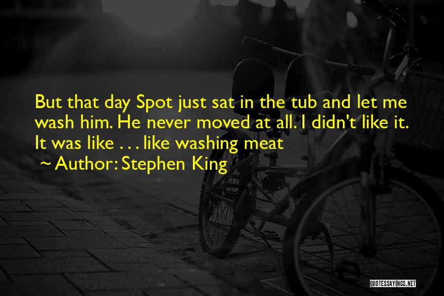 Stephen King Quotes: But That Day Spot Just Sat In The Tub And Let Me Wash Him. He Never Moved At All. I