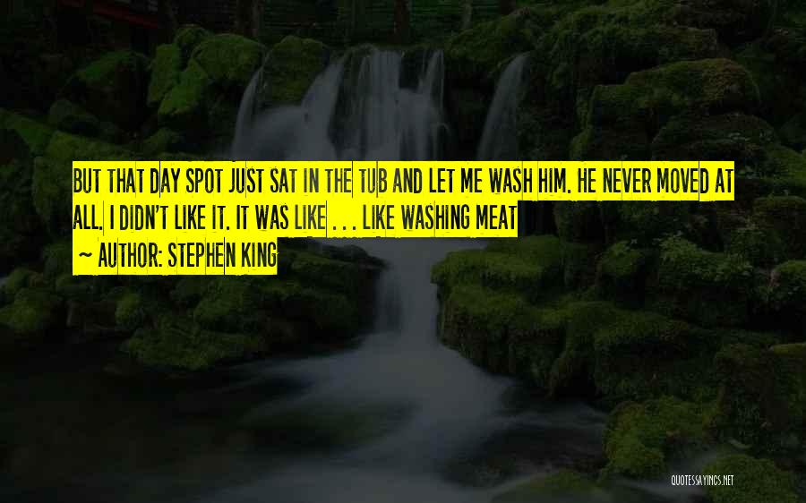 Stephen King Quotes: But That Day Spot Just Sat In The Tub And Let Me Wash Him. He Never Moved At All. I