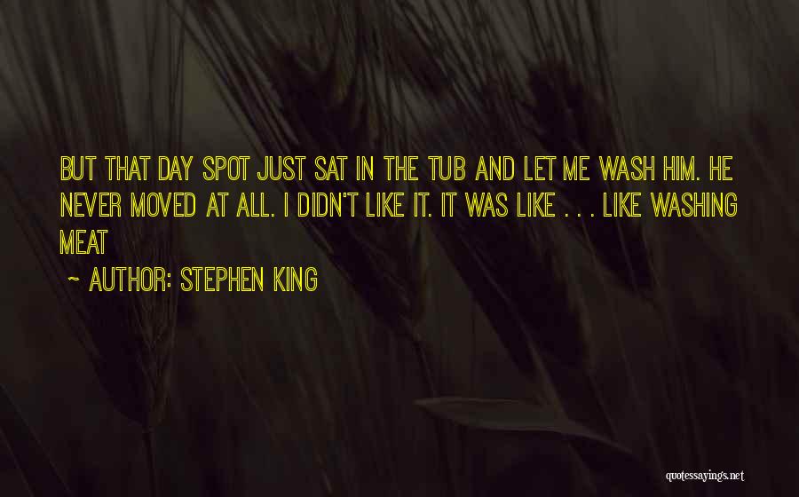Stephen King Quotes: But That Day Spot Just Sat In The Tub And Let Me Wash Him. He Never Moved At All. I