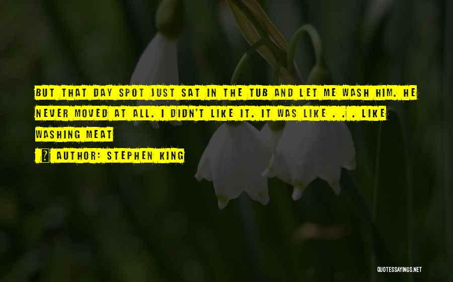 Stephen King Quotes: But That Day Spot Just Sat In The Tub And Let Me Wash Him. He Never Moved At All. I