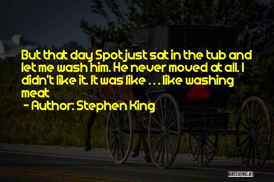 Stephen King Quotes: But That Day Spot Just Sat In The Tub And Let Me Wash Him. He Never Moved At All. I