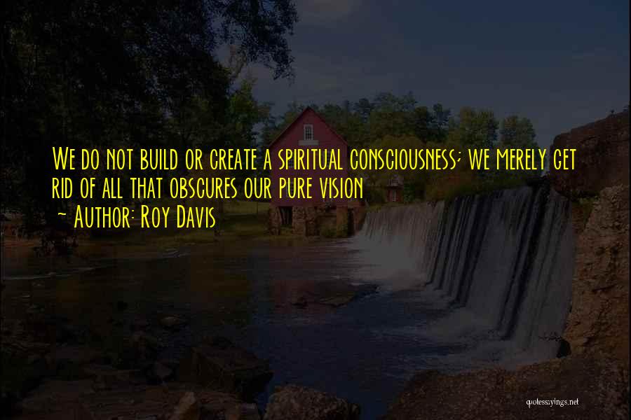 Roy Davis Quotes: We Do Not Build Or Create A Spiritual Consciousness; We Merely Get Rid Of All That Obscures Our Pure Vision