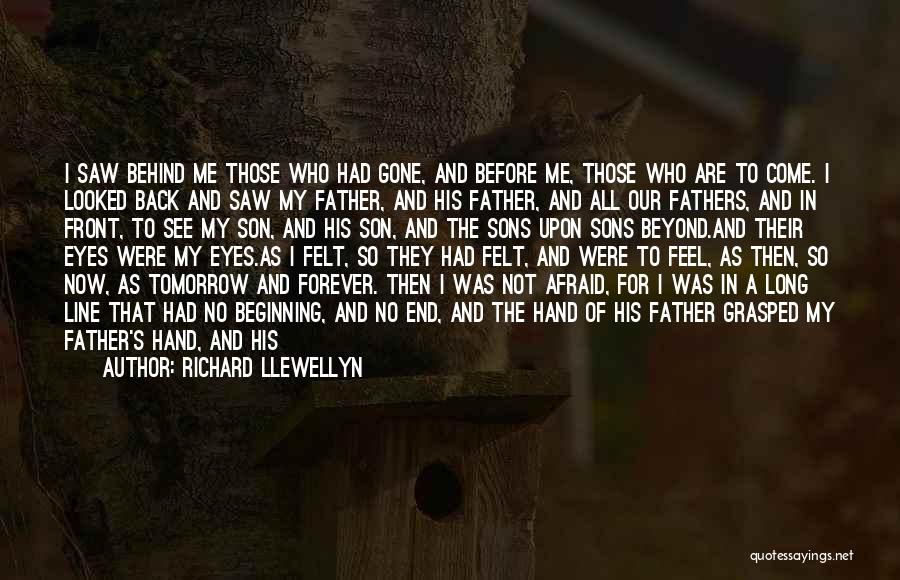 Richard Llewellyn Quotes: I Saw Behind Me Those Who Had Gone, And Before Me, Those Who Are To Come. I Looked Back And